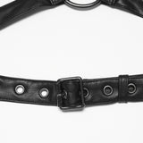 Absinthe Women's Punk Faux Leather Cropped Jacket with Harness in Black
