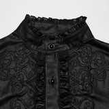 Keats Gothic Glossy Chiffon Ruffled Men's Shirt
