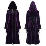 Liminal Women's Gothic Velvet Zipped Coat in Black & Violet