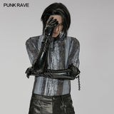 Anakamstra Gothic Patent Faux Leather Gloves Men's