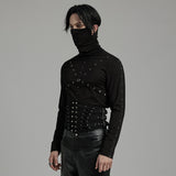 Prospero Men's Punk Lace-Up Corset Belt in Black