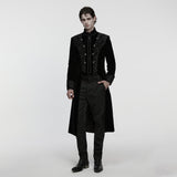 Briar Gothic Black Velvet Jacquard Coat Men's
