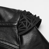 Widow Peak Faux Leather Zipped Top