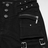 Belladonna Gothic Buckle and Studs Denim Skinny Pants