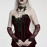 Furiosa Women's Gothic Gloves with Beading in Red