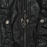 Alcyone Gothic Distressed Faux Leather Studded Hooded Coat Men's