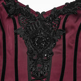 Crepuscule Women's Gothic Dress with Corset Lacing in Red & Black