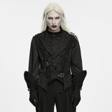 Nox Aeterna Men's Gothic Buckle Brocade Waistcoat in Black