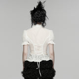 Ligeia Women's Gothic Blouse with Ruffled Collar in White