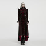 Cochineal Women's Gothic Dress with Velvet Fabric in Black & Red