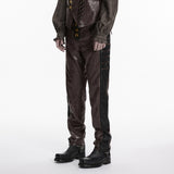 Vigil Men's Gothic Faux Leather Cyberpunk pants in Coffee