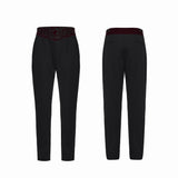 Enkidu Men's Gothic Embroidered Trousers in Black & Red