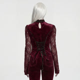 Cockatrice Women's Gothic Top with Velvet in Red