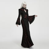 Lemures Women's Gothic Dark Contrasting Dress in Black & Red