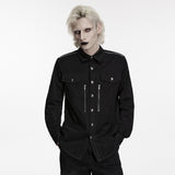Carmilla Men's Gothic Shirt with Studded Shoulders in Black