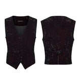 Silver Tongue Men's Velvet Gothic Waistcoat in Black & Red