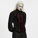 Mordred Men's Gothic Embossed Appliqué Zipped Vest in Black & Red