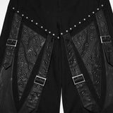 Ghost Orchid Men's Punk Studded Wide Leg Trousers in Black
