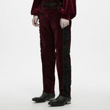 Thyrsus Men's Gothic Pants with Velvet in Red