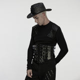 Crow Gothic Faux Leather Corset Men's