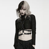 Sabbat Women's Punk Faux Leather Chest Harness in Black