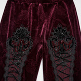 Camera Obscura Women's Gothic Leggings with Velvet Fabric in Red