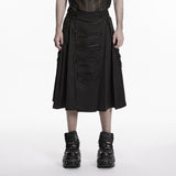 Oleander Men's Gothic Skirt with Decorative  Straps in Black