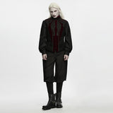Mordred Men's Gothic Embossed Appliqué Zipped Vest in Black & Red
