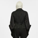 Nox Aeterna Men's Gothic Buckle Brocade Waistcoat in Black