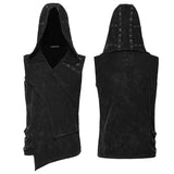 Tincture Men's Punk Hooded Sleeveless Top in Black