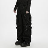 Rowan Men's Punk Decadant Metal Tapered Pants in Black