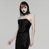 Crimson Elegy Women's Gothic Corset with Lacing in Black