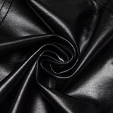 Campanile Women's Punk Faux Leather Lace-Up Crop Top in Black