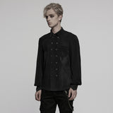 Thornveil Gothic Black Mesh Shirt Men's