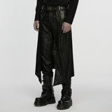 Hermit Men's Punk Faux Leather Overskirt in Black