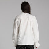 Ulrich Victorian Gothic White Cotton Ruffle Napoleon Shirt Men's