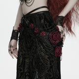 Limmeridge Women's Gothic Lace Hip Chain Harness with Roses in Black & Red