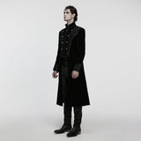 Briar Gothic Black Velvet Jacquard Coat Men's