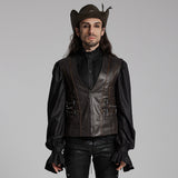 Desolate Gothic Faux Leather Waistcoat Men's