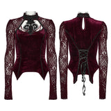Cockatrice Women's Gothic Top with Velvet in Red