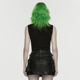 Dusk Rite Women's Gothic Top with Studded Details in Black