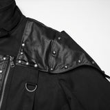 Styx Noir Men's Gothic Jacket with Studded Front Panel in Black