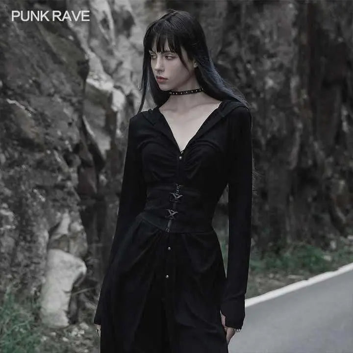 Akiko Corset With Buckles (Black) - PunkRave