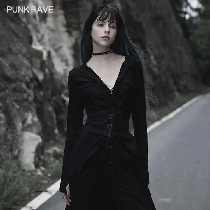 Akiko Corset With Buckles (Black) - PunkRave