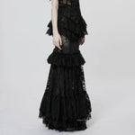 Andromeda Ruffled Lace Skirt - Black - PunkRave
