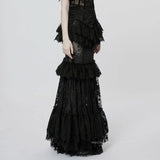 Andromeda Ruffled Lace Skirt - Black - PunkRave
