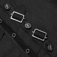 Asphyxia Button-up Shirt With Buckles (Black No. 1) - PunkRave