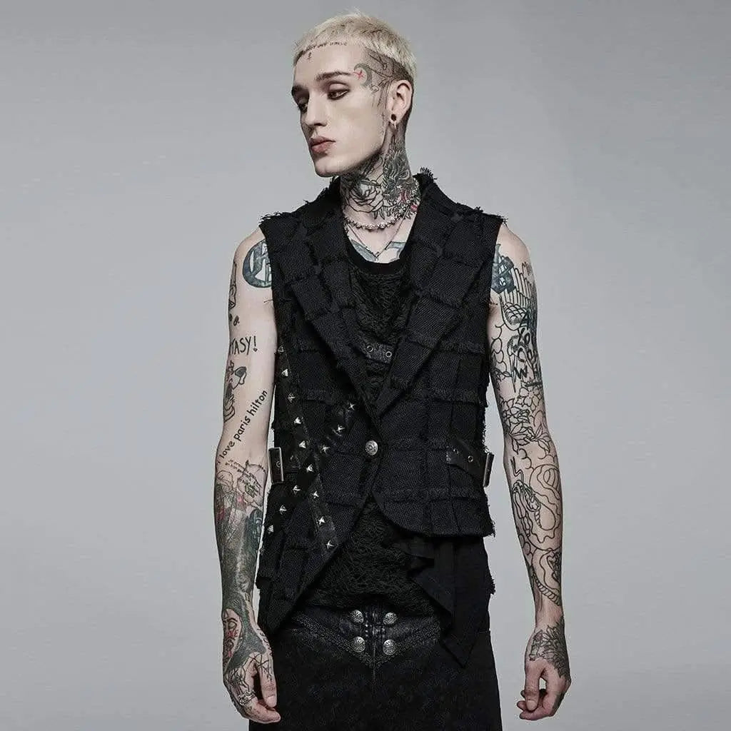 'Beyond Death' Waistcoat with Leather Straps - PunkRave