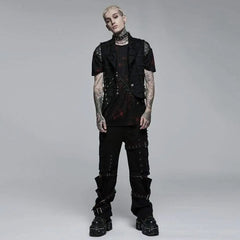 'Beyond Death' Waistcoat with Leather Straps - PunkRave