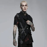 'Beyond Death' Waistcoat with Leather Straps - PunkRave